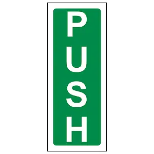 Push Door Instruction Condition Sign - Adhesive Vinyl - 60x150mm (x3)