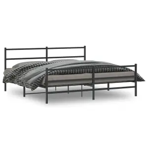 Berkfield Metal Bed Frame without Mattress with Footboard Black 200x200cm