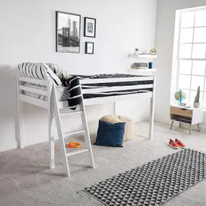 White Mid Sleeper, Children Bunkbed Mid Sleeper , Pine Wooden Kids Bed , Children bedroom Furniture , White Kids Bed