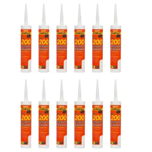 Everbuild Everflex 200 Contractors LMA Silicone Sealant, Black, 295 ml (Pack of 12)