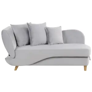 Left Hand Velvet Chaise Lounge with Storage Light Grey MERI II