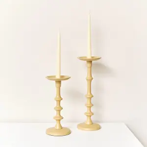 Melody Maison Set of 2 Mustard Yellow Candle Holders