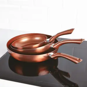 7pc Cermalon Pan Set - Dishwasher Safe Copper Colour Aluminium Kitchen Cookware with Non-Stick Coating - Suitable for All Hobs