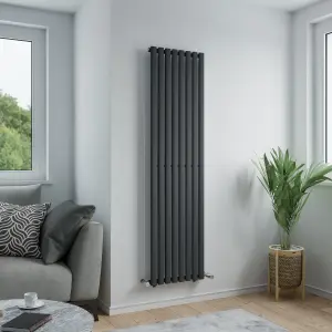 Agadon Solo Designer Oval Tube Radiator 1800 x 480 mm Textured Anthracite