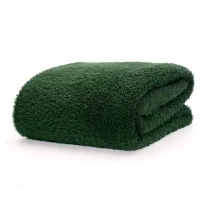 Snug Rug Blanket Luxury Sherpa Fleece Sofa TV Throw Gift Blankets 127x178cm - Racing Green