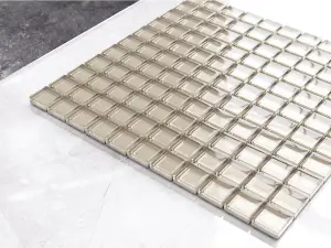 Glass mosaic on mesh for bathroom or kitchen 300mm x 300mm - Pale gold