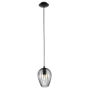 Hanging Ceiling Pendant Light Black Wire Cage 1x 60W E27 Hallway Feature Lamp