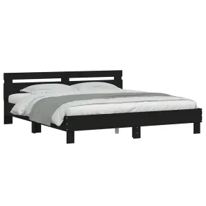 Berkfield Bed Frame with LED without Mattress Black 160x200 cm