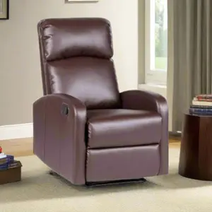 EVRE Recliner Faux Leather Arm Chair with Adjustable Leg Rest and Reclining Functions  - Brown Comfy Chair For Living Room