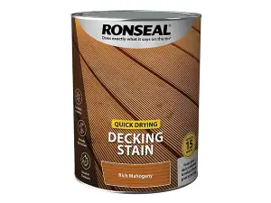 Ronseal 39083 Quick Drying Decking Stain Rich Mahogany 5 litre RSLQDDSRM5L