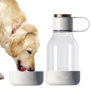 Tritan Water Bottle with Dog Bowl White 1.5 Litre