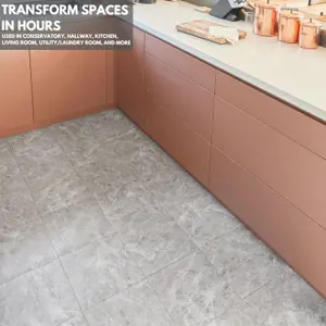 Self-Adhesive Vinyl Floor Tiles - 30 Pack for 30 ft² (2.79 m²) Coverage - Peel & Stick Vinyl Floor Tiles- Light Grey Marble Effect