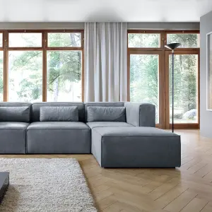 Doris Modular Corner Sofa in Dark Grey Cord Chenille