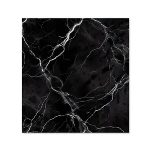 Black Marble Pattern Premium Glass Kitchen Splashback W700mm x H750mm