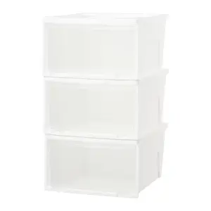 Stackable Plastic Shoe Box Shoe Storage 3Pcs in White