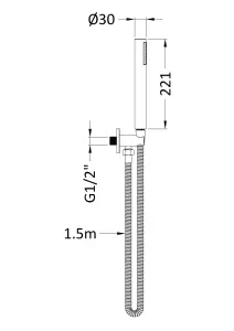 Round Outlet Elbow, Parking Bracket & Minimalist Shower Handset - Chrome