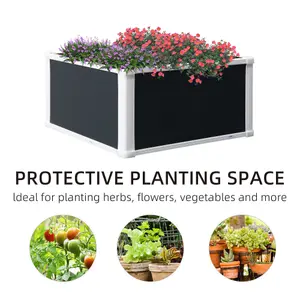 Outsunny Garden Raised Bed Planter Grow Containers Flower Pot PP 60 x 60cm