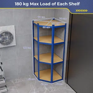 Costway 4-Tier Corner Metal Shelving Unit Adjustable Garage Storage Utility Rack 720KG