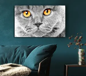 Serious Grey Cat Canvas Print Wall Art - Medium 20 x 32 Inches