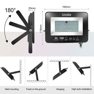 ExtraStar 20W LED Flood Light RGB remote IP65