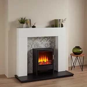 Focal Point Wichita White & black MDF Artisian Fireplace surround set