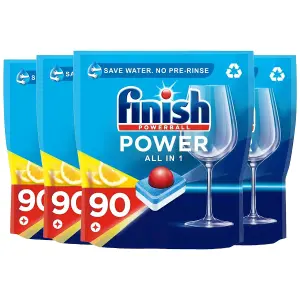 360 x Finish Powerball All in 1 Max Lemon Dishwasher Mega Value Tablets