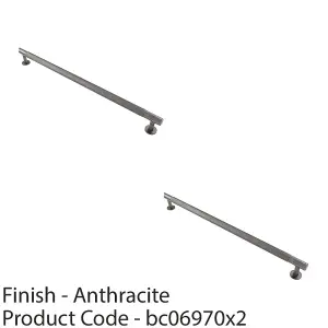 2 PACK - Knurled Bar Door Pull Handle - 350mm x 13mm - 320mm Centres - Anthracite Grey