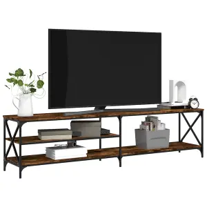 Berkfield TV Cabinet Smoked Oak 200x40x50 cm Engineered Wood and Metal