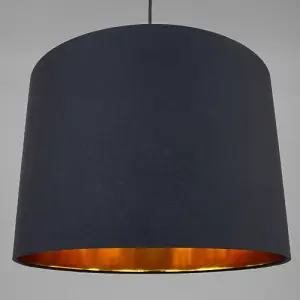 Modern Jet Black Cotton 16 Floor/Pendant Lamp Shade with Shiny Golden Inner