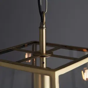 Anson Lighting Hetford Matt Antique Brass and Clear Glass Single Light Ceiling Pendant