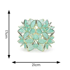 ValueLights Reine Easy Fit Glass Flower Pendant Ceiling Light Shade / Table Lampshade - Aqua - Bulb Included