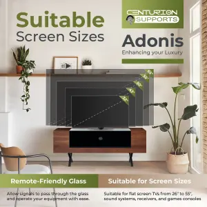 Centurion Supports ADONIS Walnut with Black Contrast Beam-Thru Remote Friendly Door 26"-55" Flat Screen TV Cabinet