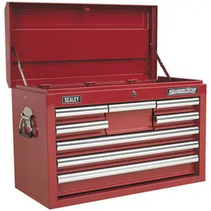 660mm Red 8 Drawer Lockable Tool Chest - Durable Steel Storage Unit