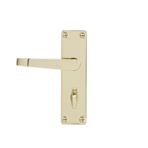 Colours Arsk Polished Brass effect Steel Straight Bathroom Door handle (L)101mm