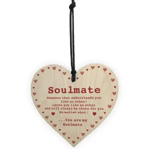 Soulmate Gift Wooden Heart Valentines Anniversary Gift For Him Her Women Men