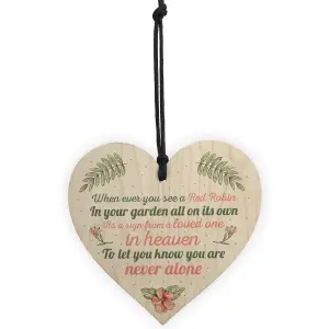 Red Ocean Handmade Robin Memorial Bereavement Garden Wooden Heart Sign Plaque Grave Friendship Gift