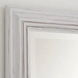 Yearn Distressed White Framed Wall Mirror 129x45cm