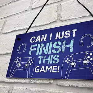 Red Ocean Finish This Game - Gaming Accessories - Hanging Games Room Boys Bedroom Signs - Gamer Gifts For Son Brother