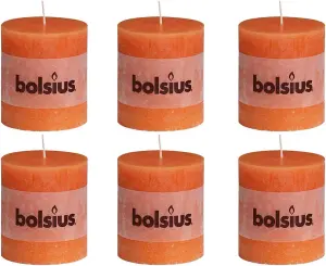 Bolsius 6PC Vivid Orange Rustic Pillar Candle 80 x 68mm