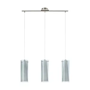 Pendant Ceiling Light Satin Nickel Black White Smoked Glass Opal Matt Bulb E27 3x60W