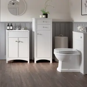 Somerton White Boxed rim Back to wall Toilet pan with Satin Soft close seat