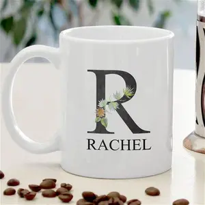 Personalised Mug - Floral Initial & Name | Birthday Gifts | Anniversary Gifts | Ceramic |