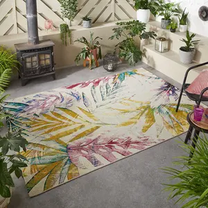 MultiColoured Outdoor Rug, Abstract Stain-Resistant Rug For Decks Patio Garden, Modern Outdoor Area Rug-200cm X 285cm