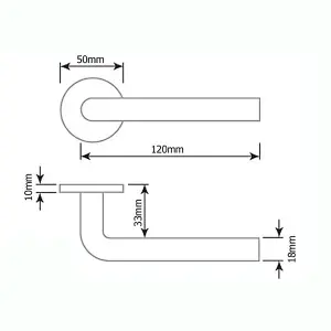 Z16 Curved Lever Rose Door Handle, Pair, Satin Chrome - Handlestore