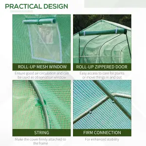 Outsunny 3 x 2 M Walk in Polytunnel Greenhouse Galvanised Steel w/ Zipped Door