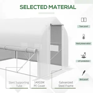 Outsunny 3 x 2m Walk-in Tunnel Greenhouse, Roll Up Sidewalls, Mesh Door