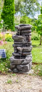 Easy Fountain Hamsterley Springs Solar With Battery Backup Garden Fountain incl LEDs - L 34 cm x W 36 cm x H 77 cm