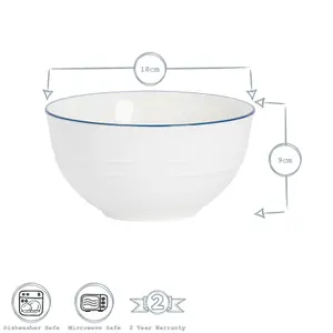 Nicola Spring - White Farmhouse Serving Bowls - 18cm - Pack of 6