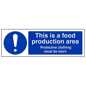 This Is A Food Production Area Catering Sign - Adhesive Vinyl - 300x100mm (x3)