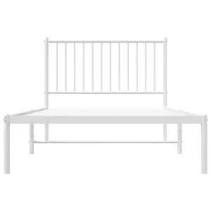 Berkfield Metal Bed Frame with Headboard White 100x190 cm